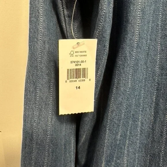 Gap Pinstripe Denim Utility Romper NWT Size 14 - Picture 5 of 5